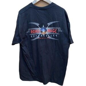 Vintage ROAD RAGE T-Shirt Biker Motorbike Motorcycle Campbell CA Mens XL Black